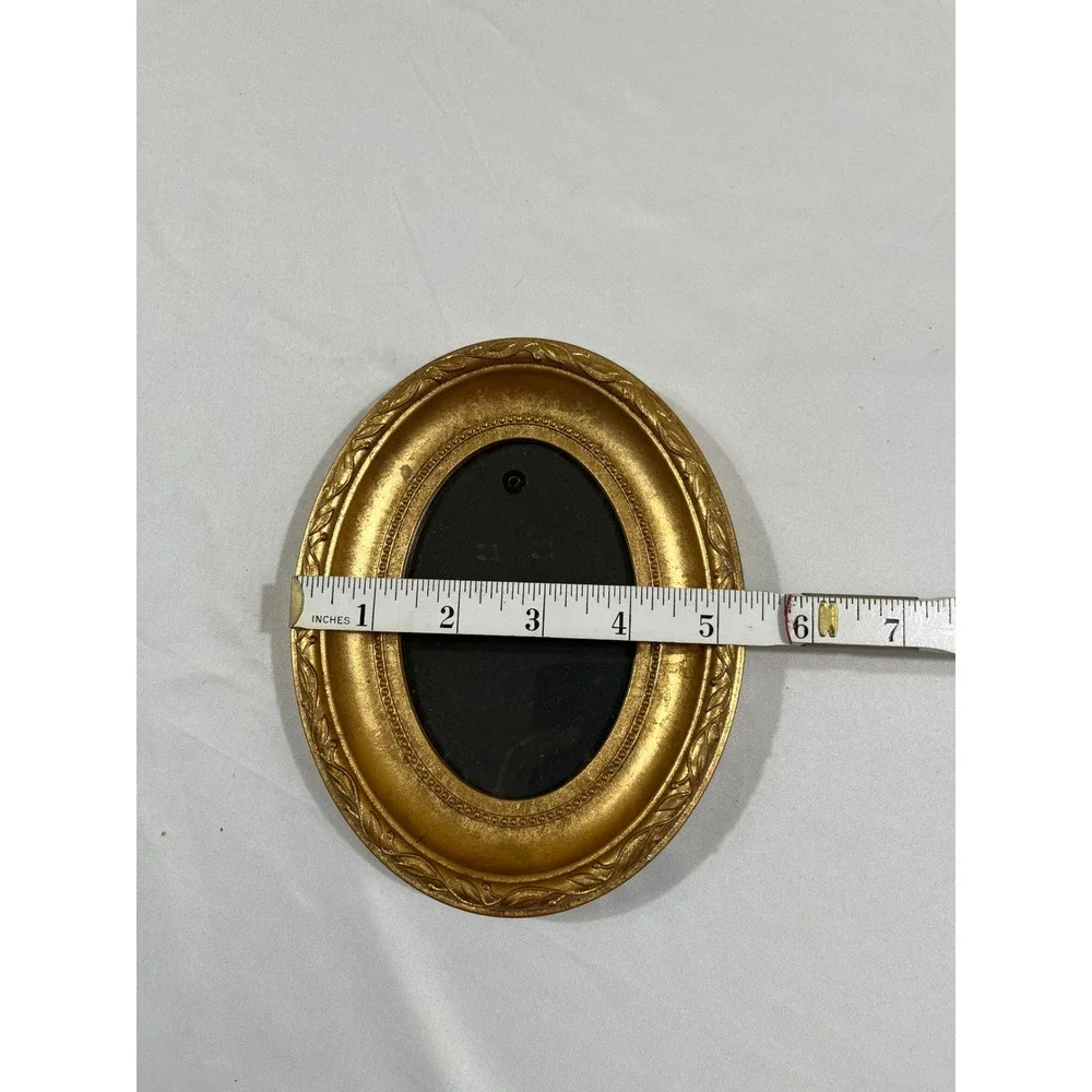 Burnes of Boston Picture Frame Small Gold Oval Ornate Embossed Leaf 5x6.5